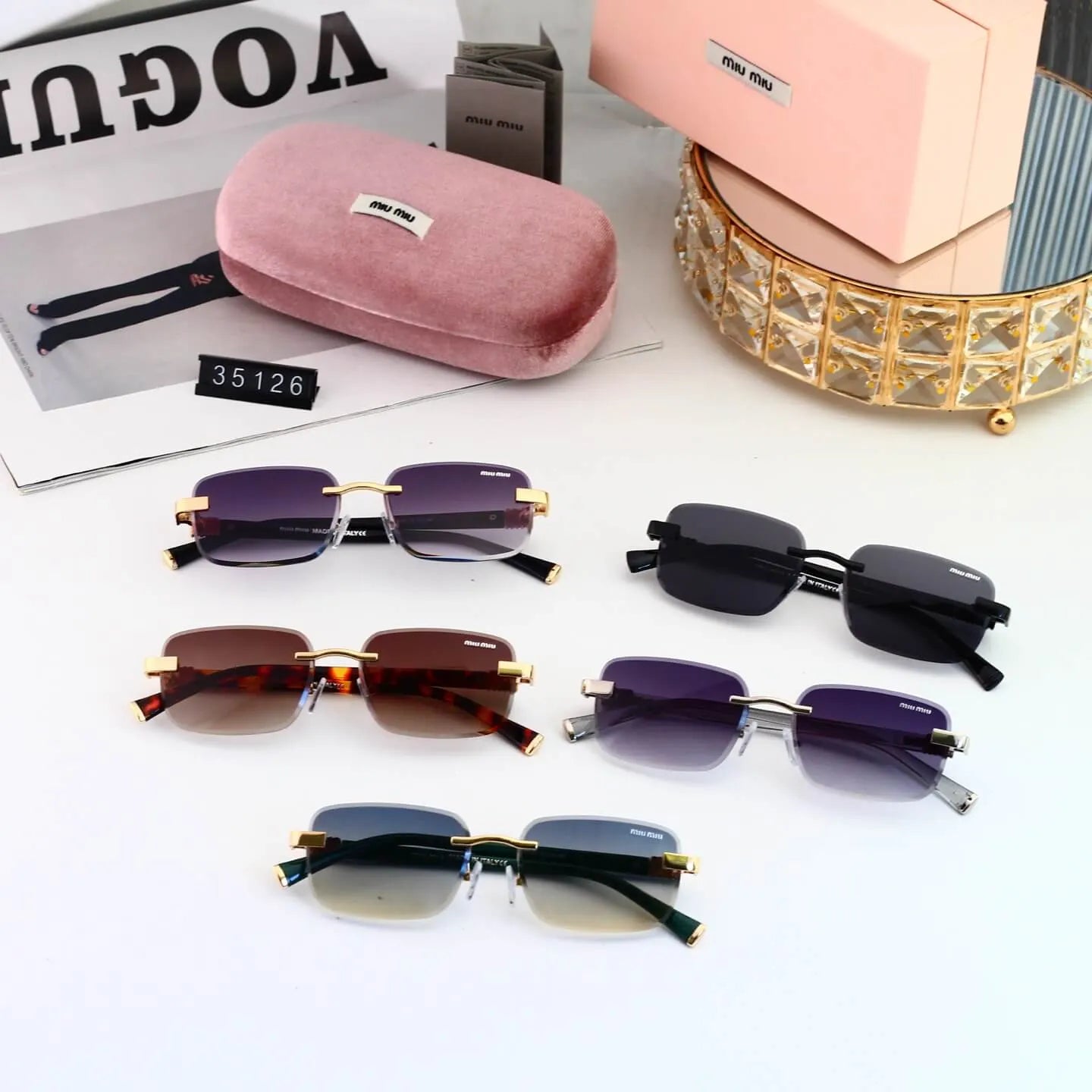 Retro Frameless Cut Edge Fashion Sunglasses
