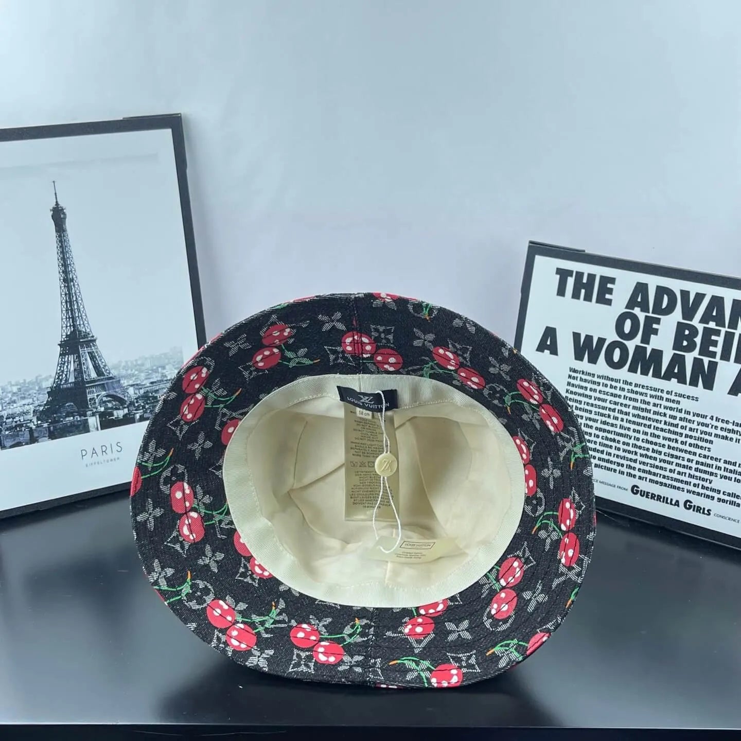 Cherry Monogram Denim Bucket Hat