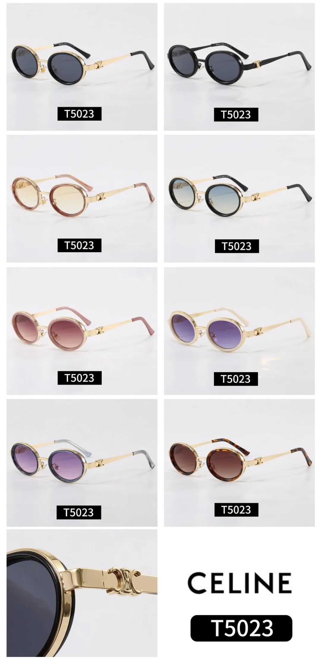 Round Metal Frame Triomphe Logo Sunglasses