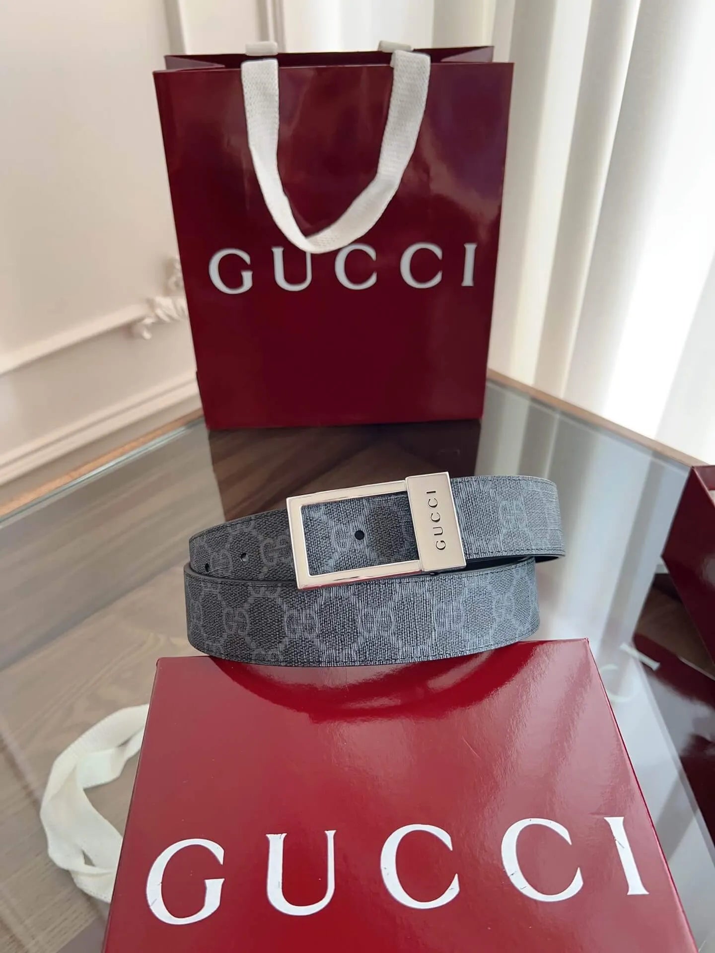 Square Buckle Leather Belt