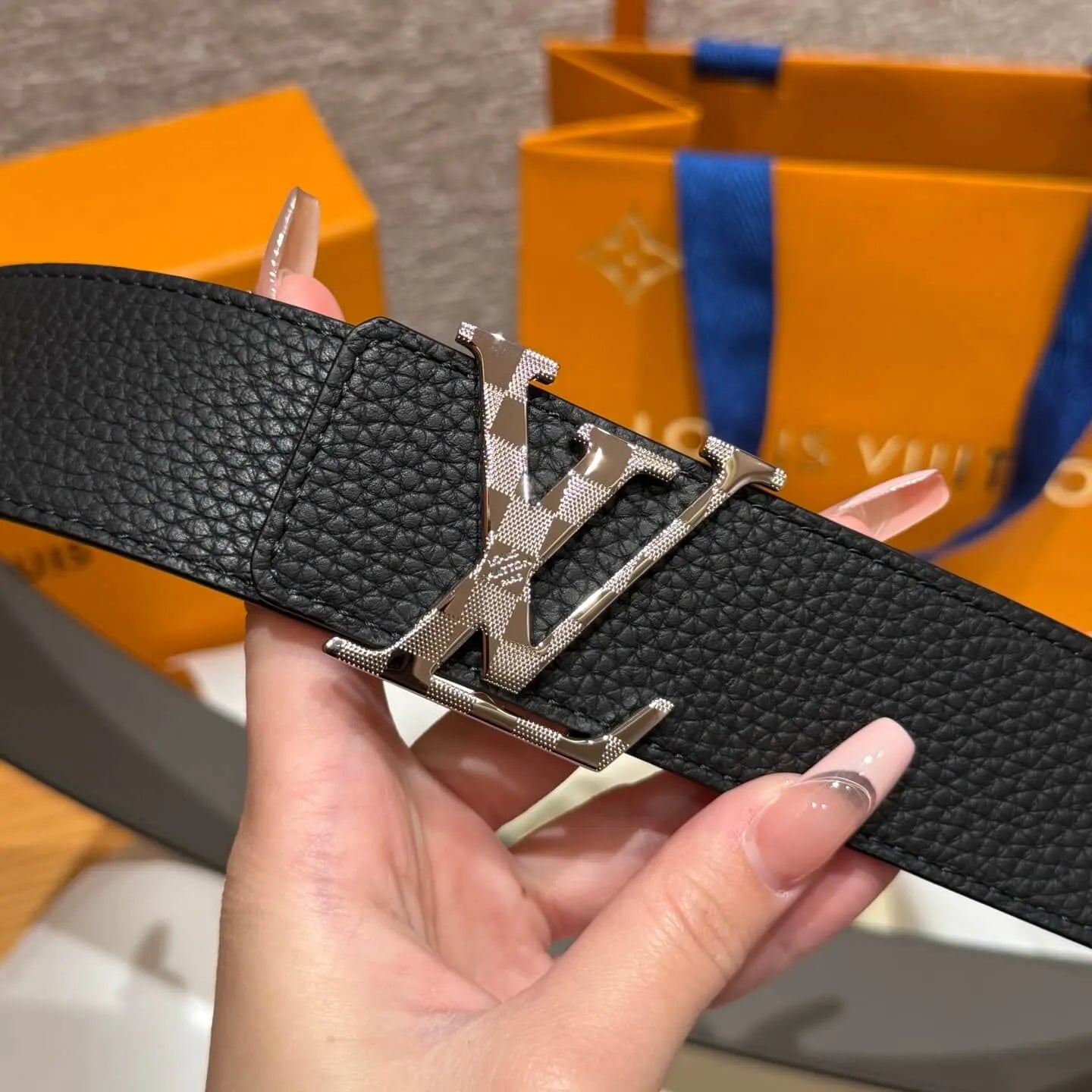 Lychee Grain Calfskin Leather Belt