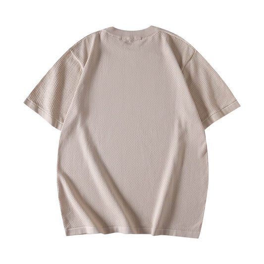 Letter Jacquard Mesh Knit T-Shirt