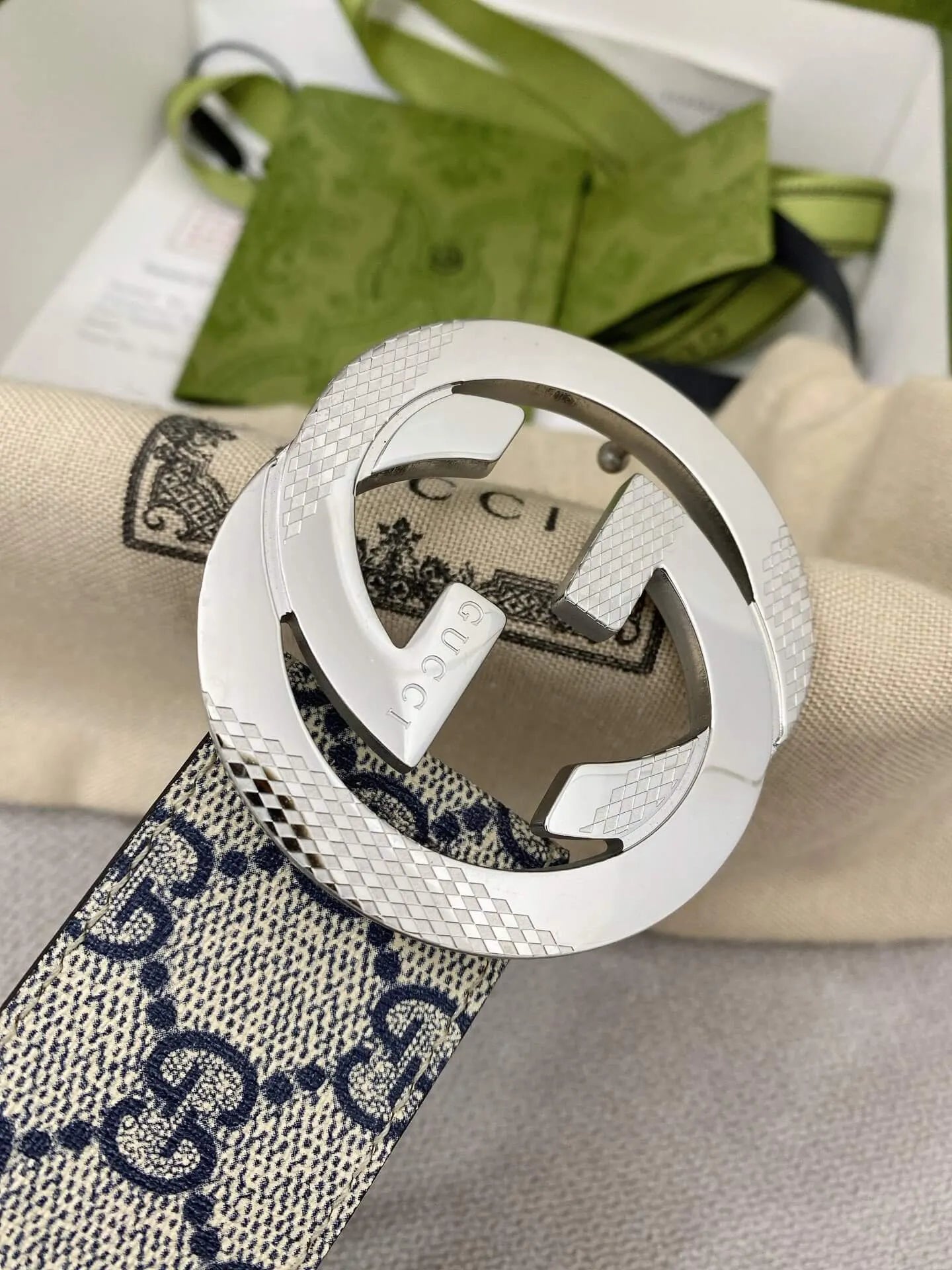 Trendy Monogram Webbing Belt with Metal Buckle