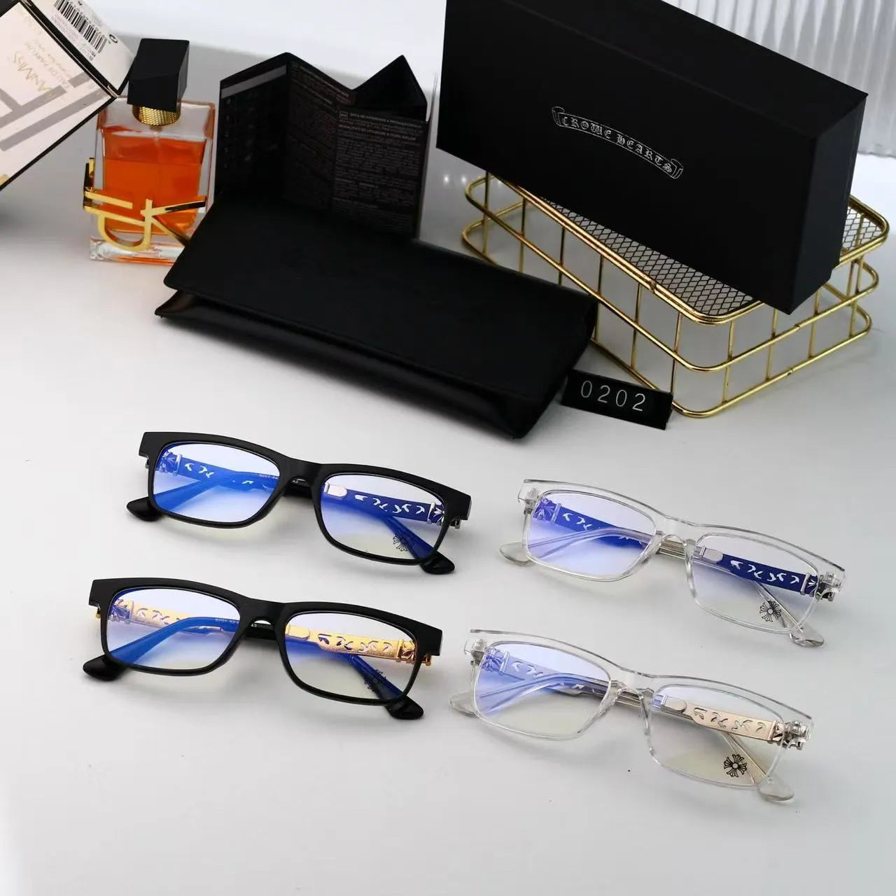 Cross Cutout Temple Optical Glasses