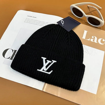 Multi-Color Large Emblem Knitted Warm Beanie