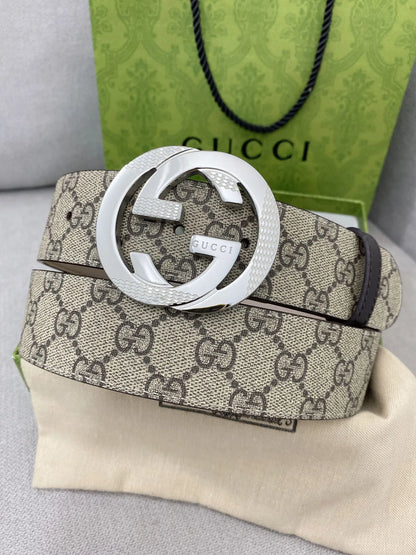 Retro Double G All-Over Print Leather Belt