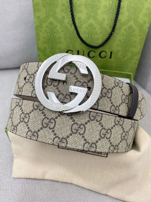 Retro Double G All-Over Print Leather Belt