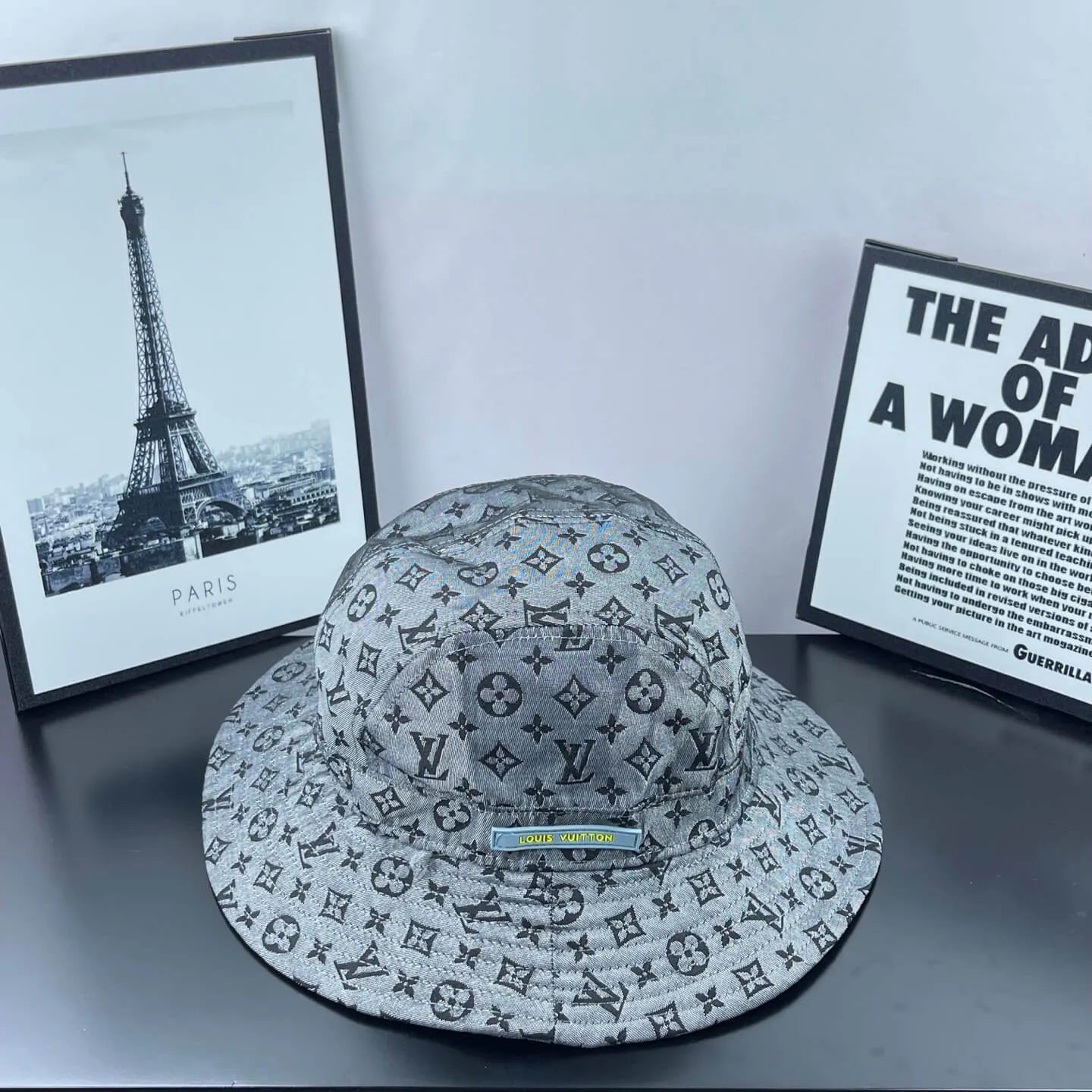 Vintage Grey Patterned Bucket Hat