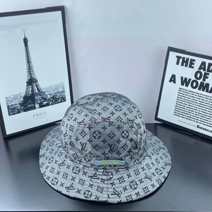 Vintage Grey Patterned Bucket Hat