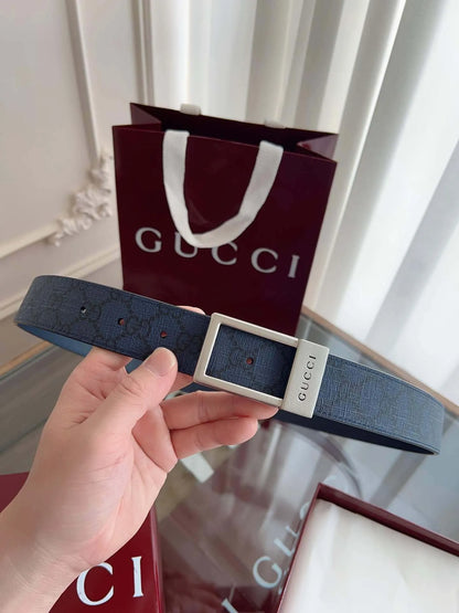 Square Buckle Leather Belt