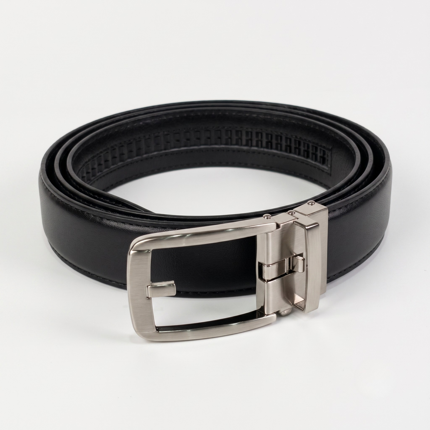 Smart Fit Auto Lock Genuine Leather Belt for Men – Adjustable Ratchet Belt - Black