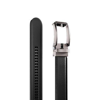 Smart Fit Auto Lock Genuine Leather Belt for Men – Adjustable Ratchet Belt - Black