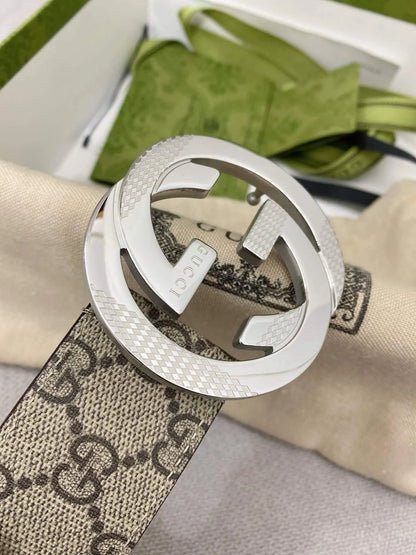 Trendy Monogram Webbing Belt with Metal Buckle