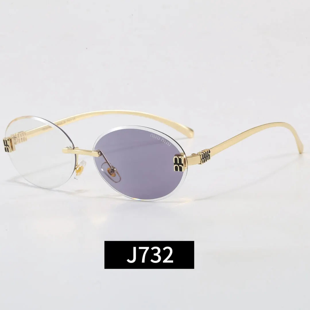 Rimless Oval Letter Logo Sunglasses