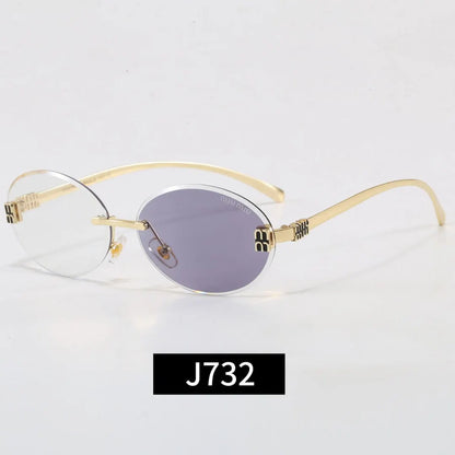 Rimless Oval Letter Logo Sunglasses
