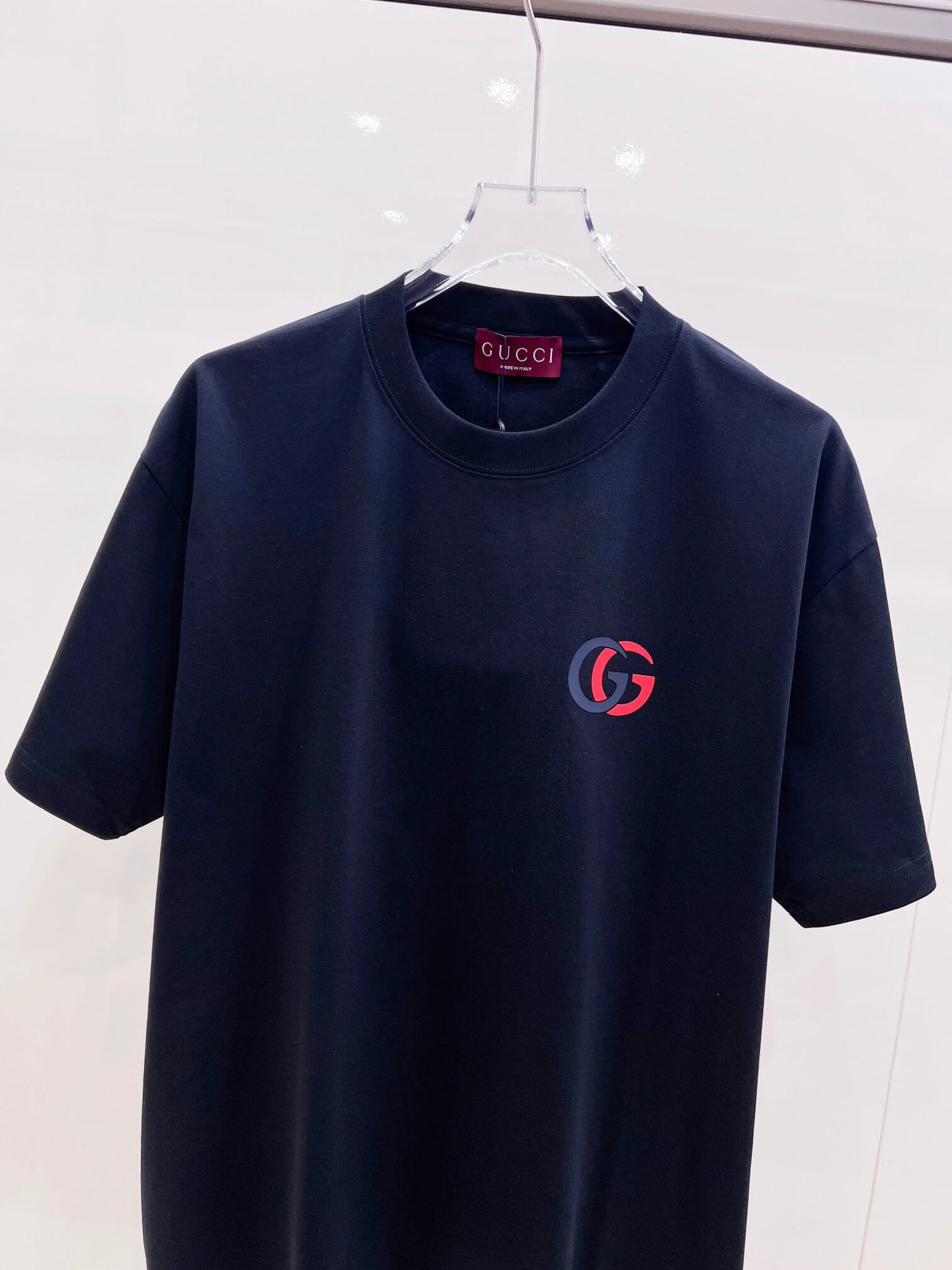 Red‑Blue Double G Print T‑Shirt