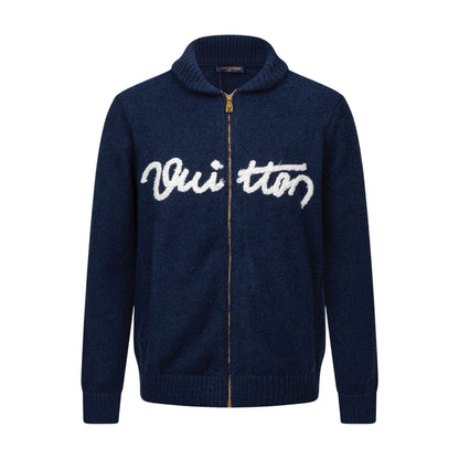 Letter Intarsia Merino Wool Jacket