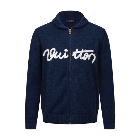 Letter Intarsia Merino Wool Jacket