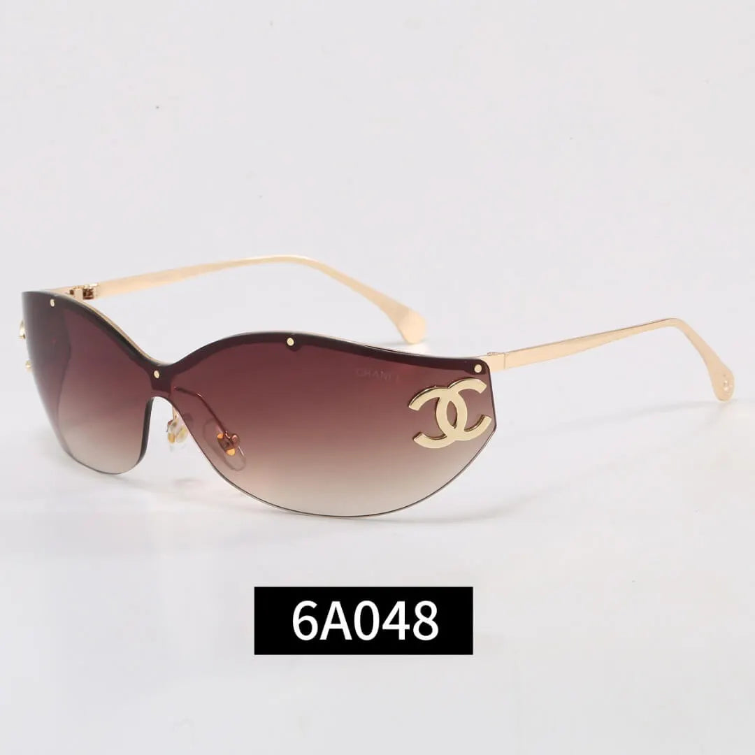 Curved Rimless Wrap Shades Sunglasses