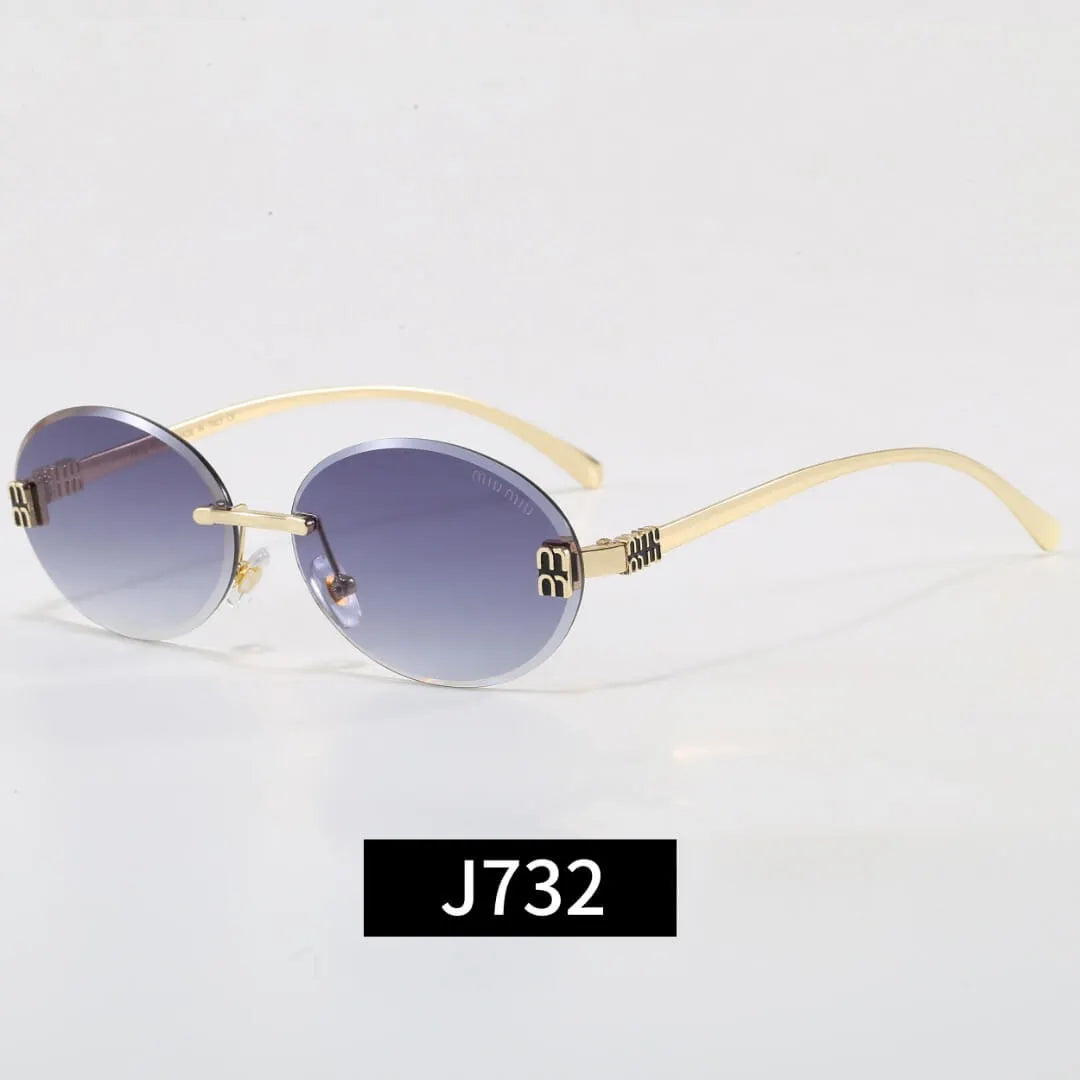 Rimless Oval Letter Logo Sunglasses