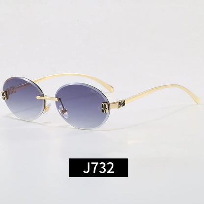 Rimless Oval Letter Logo Sunglasses
