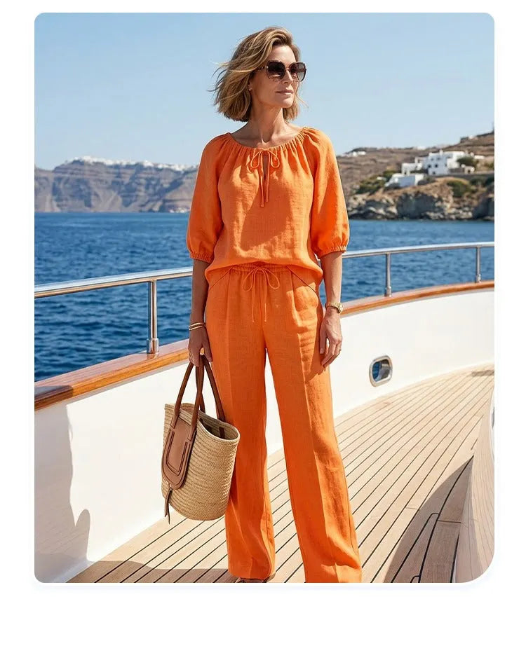 💝💝 Women's Drawstring Top &amp; Pants 2-Piece Set – Relaxed Fit, Comfortable &amp; Perfect for Lounging or Everyday Style 🌸