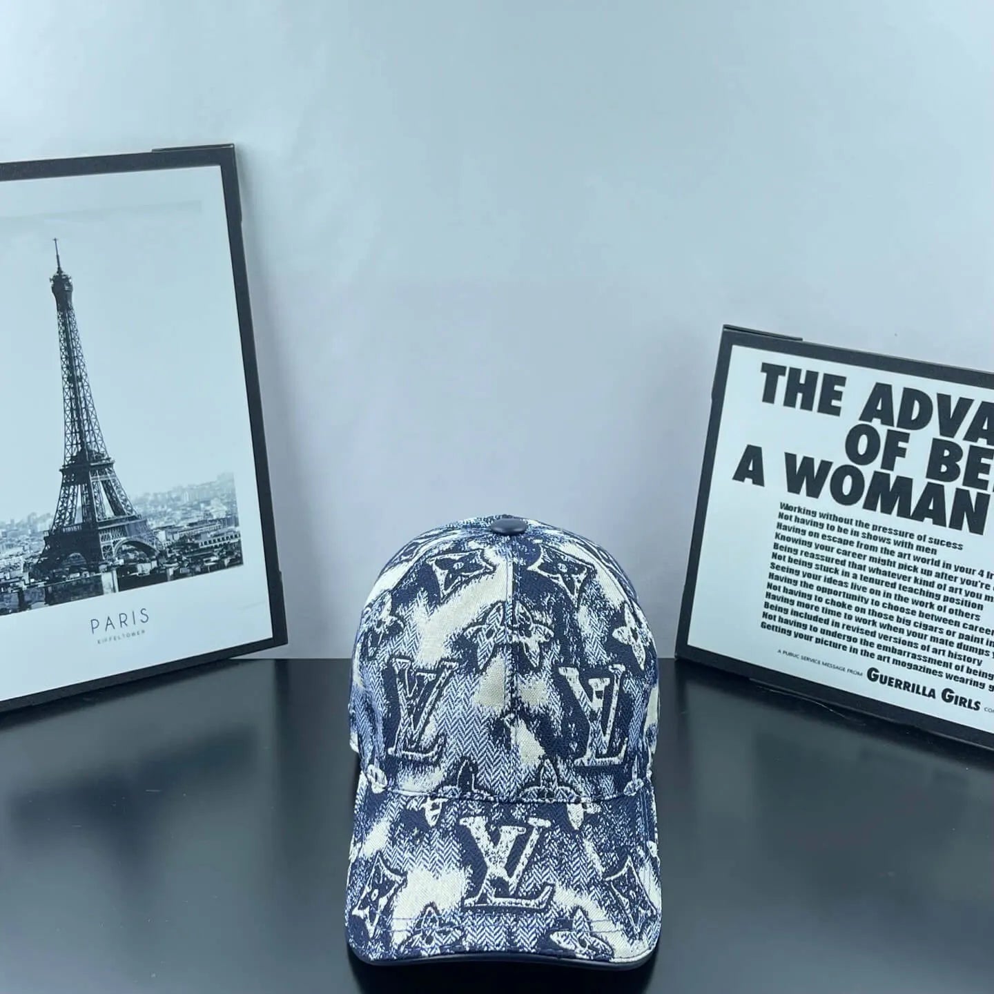 Distressed All-Over Monogram Baseball Cap