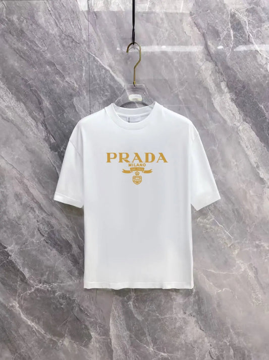 Gold Badge Print Short‑Sleeve T‑Shirt