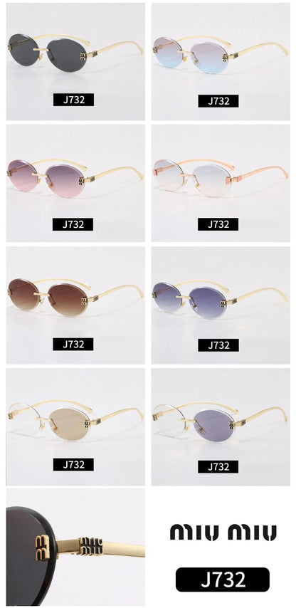 Rimless Oval Letter Logo Sunglasses