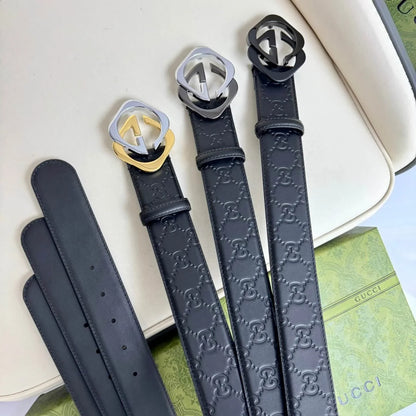 Stylish Two-Color Square Metal Buckle Belt