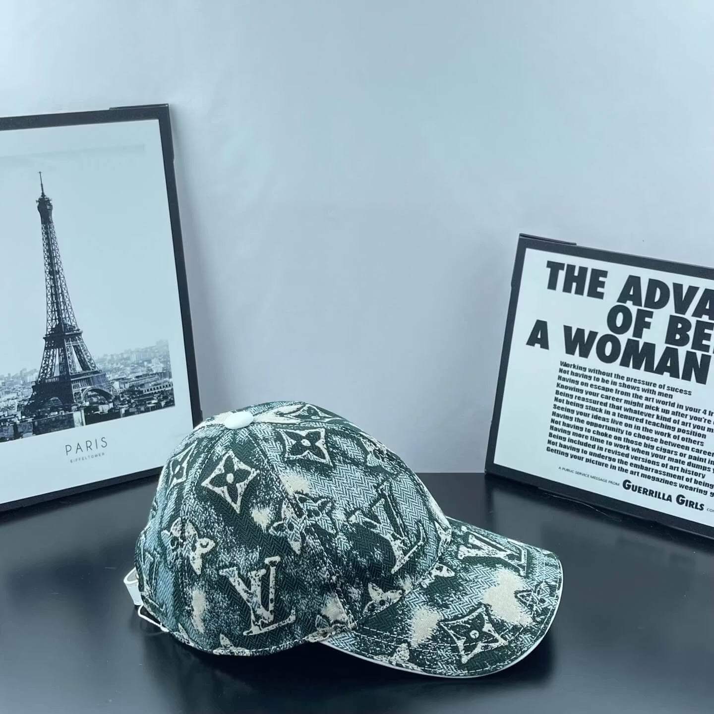 Distressed All-Over Monogram Baseball Cap