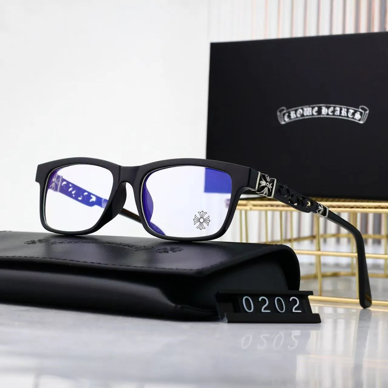 Cross Cutout Temple Optical Glasses