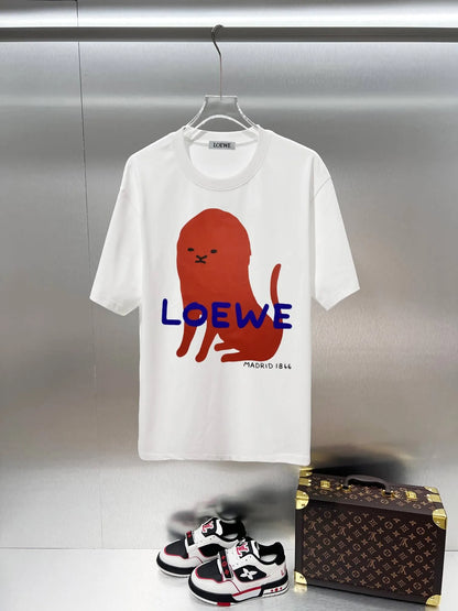 Sitting Lion Print Short Sleeve T‑Shirt