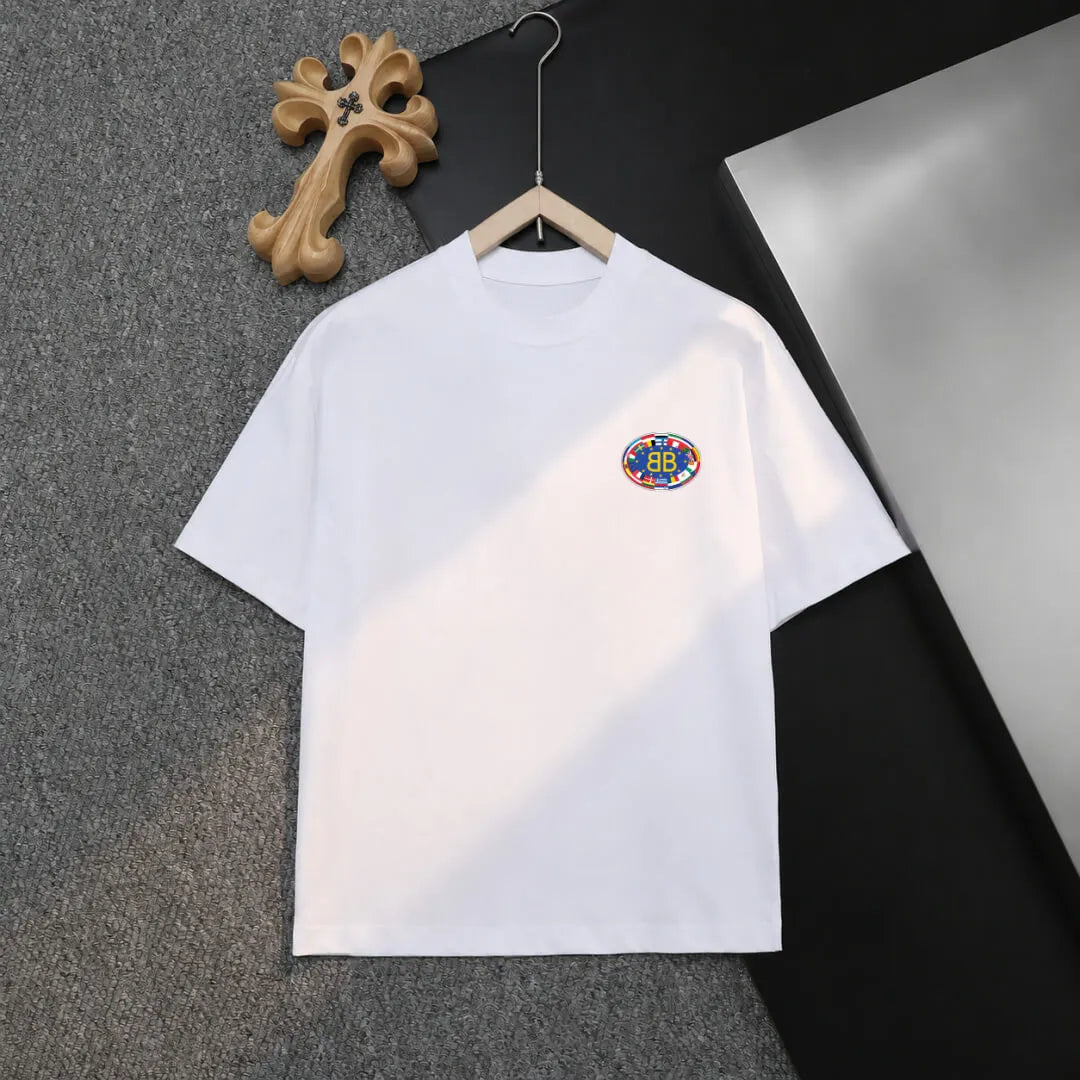 Color Chest Patch Crew Neck T‑Shirt