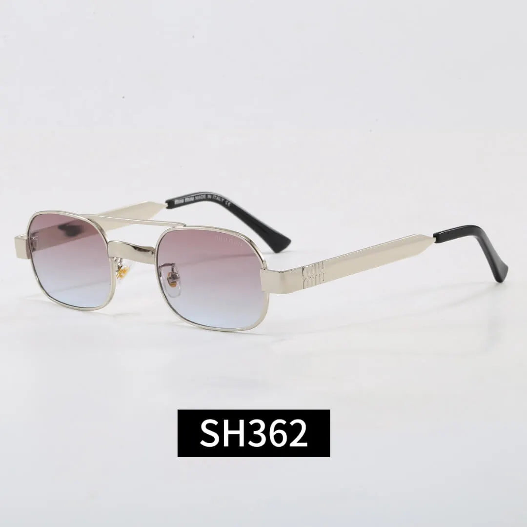 Double Bridge Metal Rectangle Sunglasses