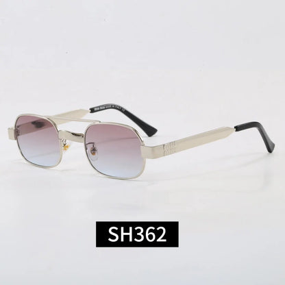 Double Bridge Metal Rectangle Sunglasses