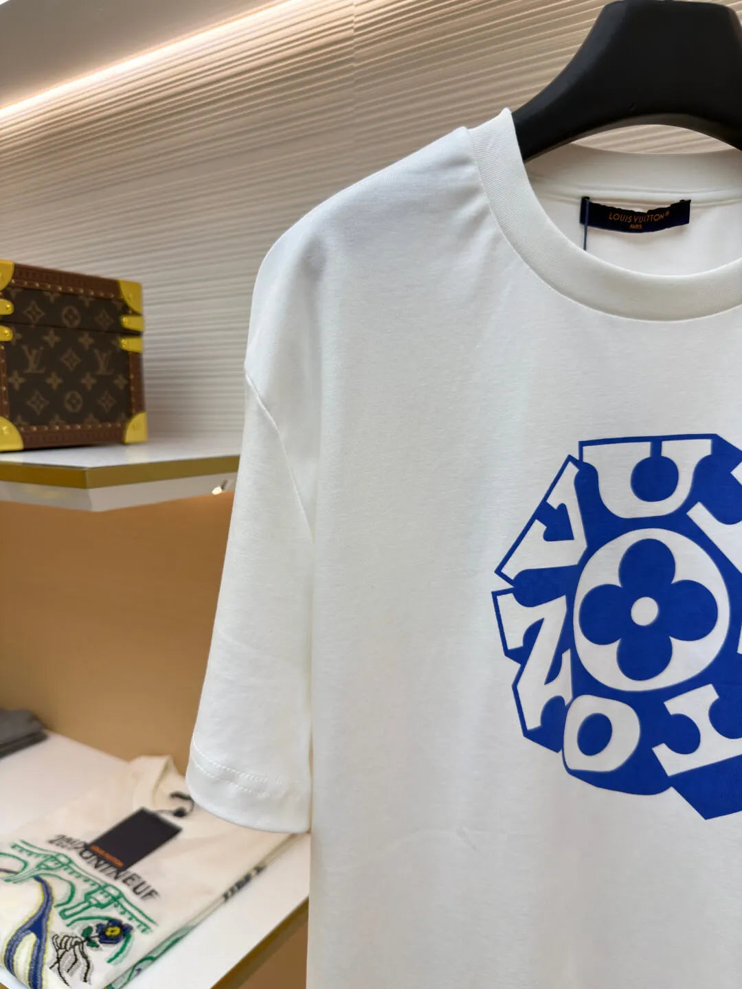 Blue Geometric Floral Dual‑Sided Print T-Shirt