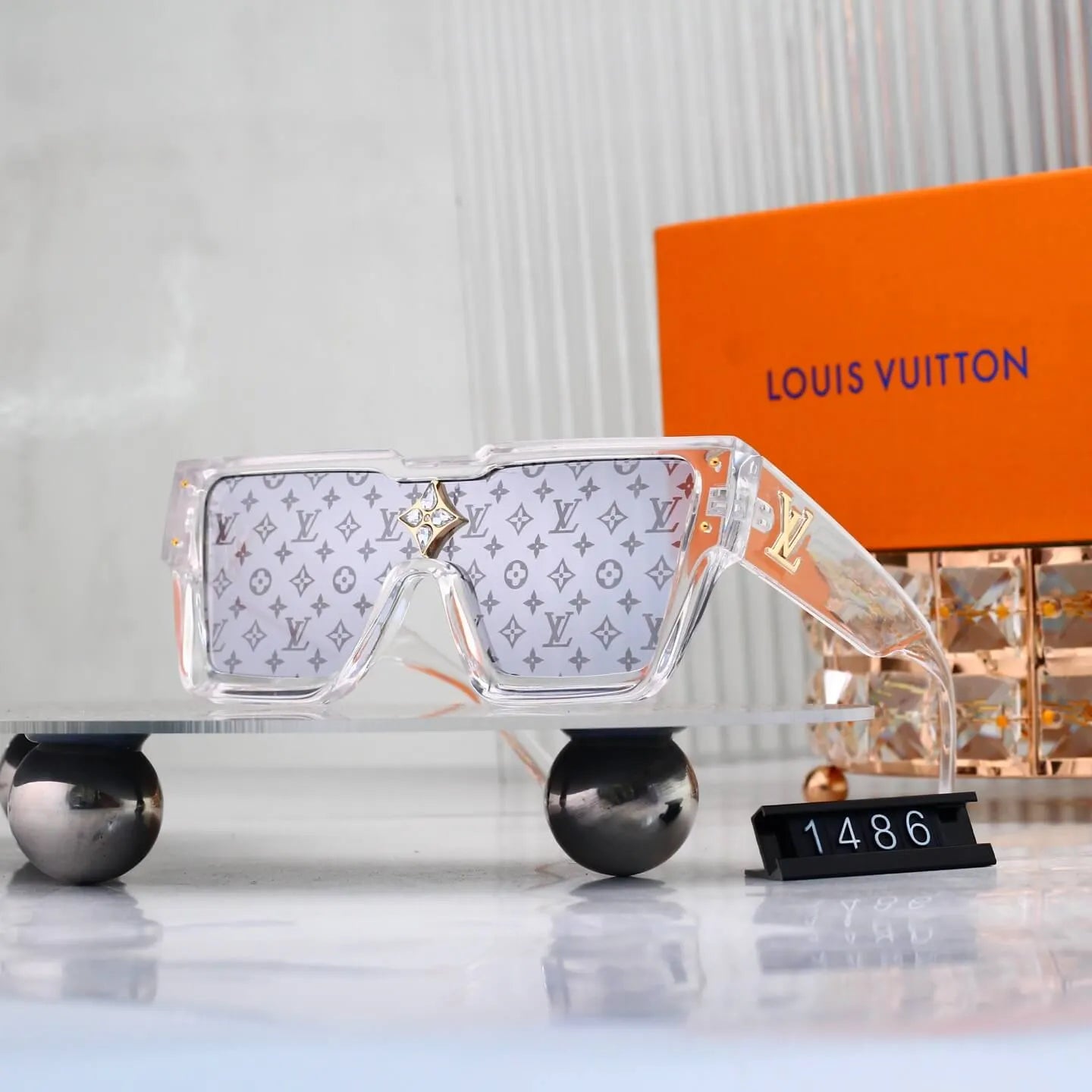 Fashion Rhinestone Decor Square Sunglasses