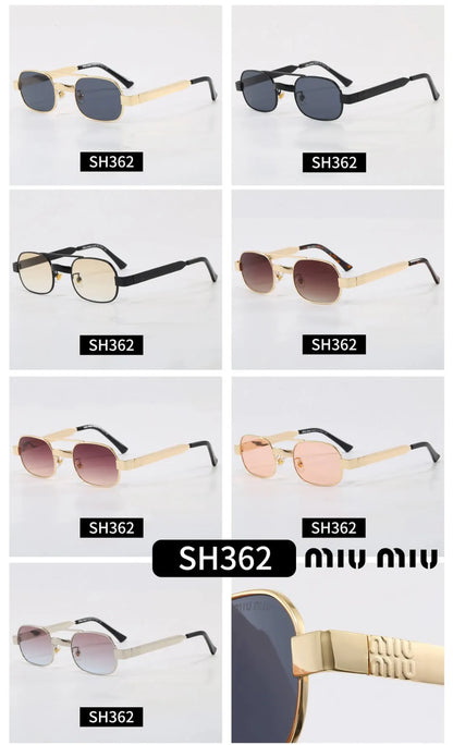 Double Bridge Metal Rectangle Sunglasses