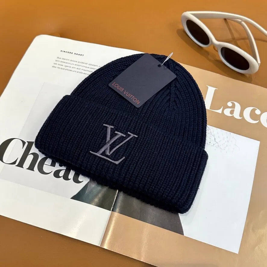 Multi-Color Large Emblem Knitted Warm Beanie