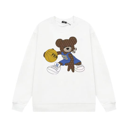 Teddy Bear Basketball Print Sweatshirt