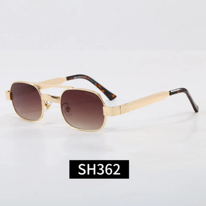 Double Bridge Metal Rectangle Sunglasses
