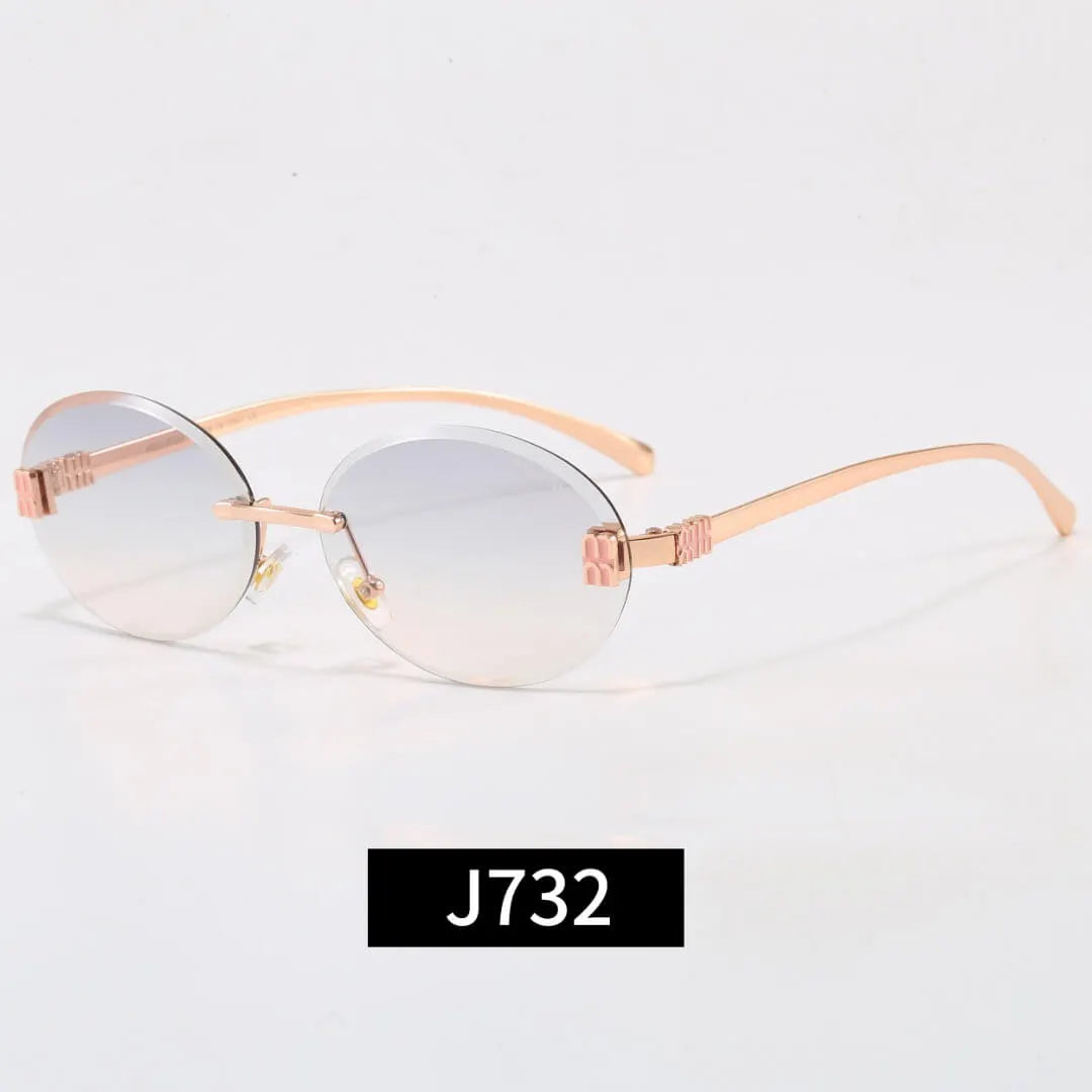 Rimless Oval Letter Logo Sunglasses