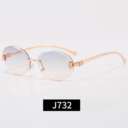 Rimless Oval Letter Logo Sunglasses
