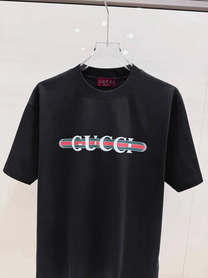 Retro Stripe Bar Letter Print T-Shirt