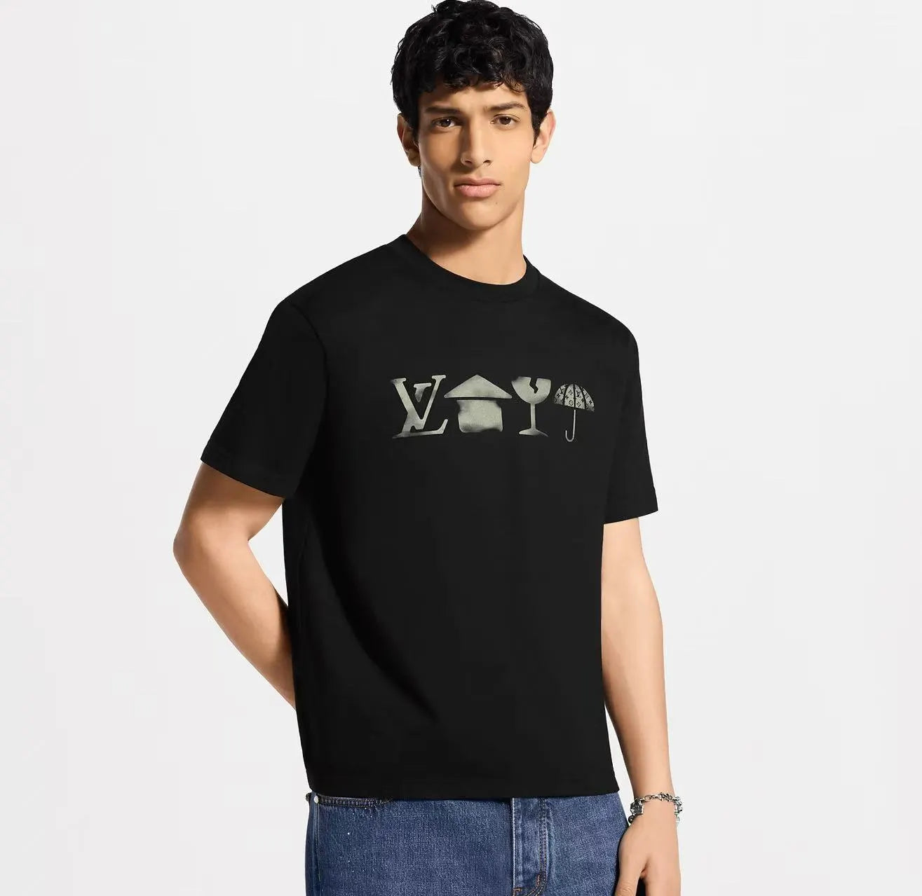 Distressed Print T‑Shirt