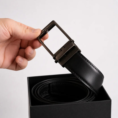 Smart Fit Auto Lock Genuine Leather Belt for Men – Adjustable Ratchet Belt - Black