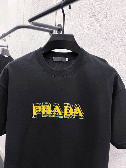 Layered Logo Fashion Crew Neck T‑Shirt