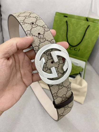 Retro Double G All-Over Print Leather Belt