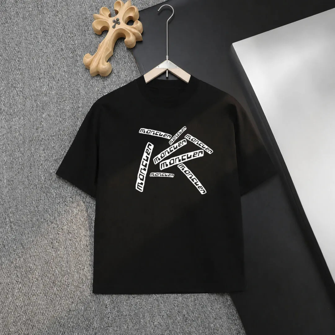 Radial Staggered Logo Crew Neck T‑shirt